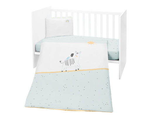 Conjunto de cama de 3 peças Stripy Friends Kikkaboo