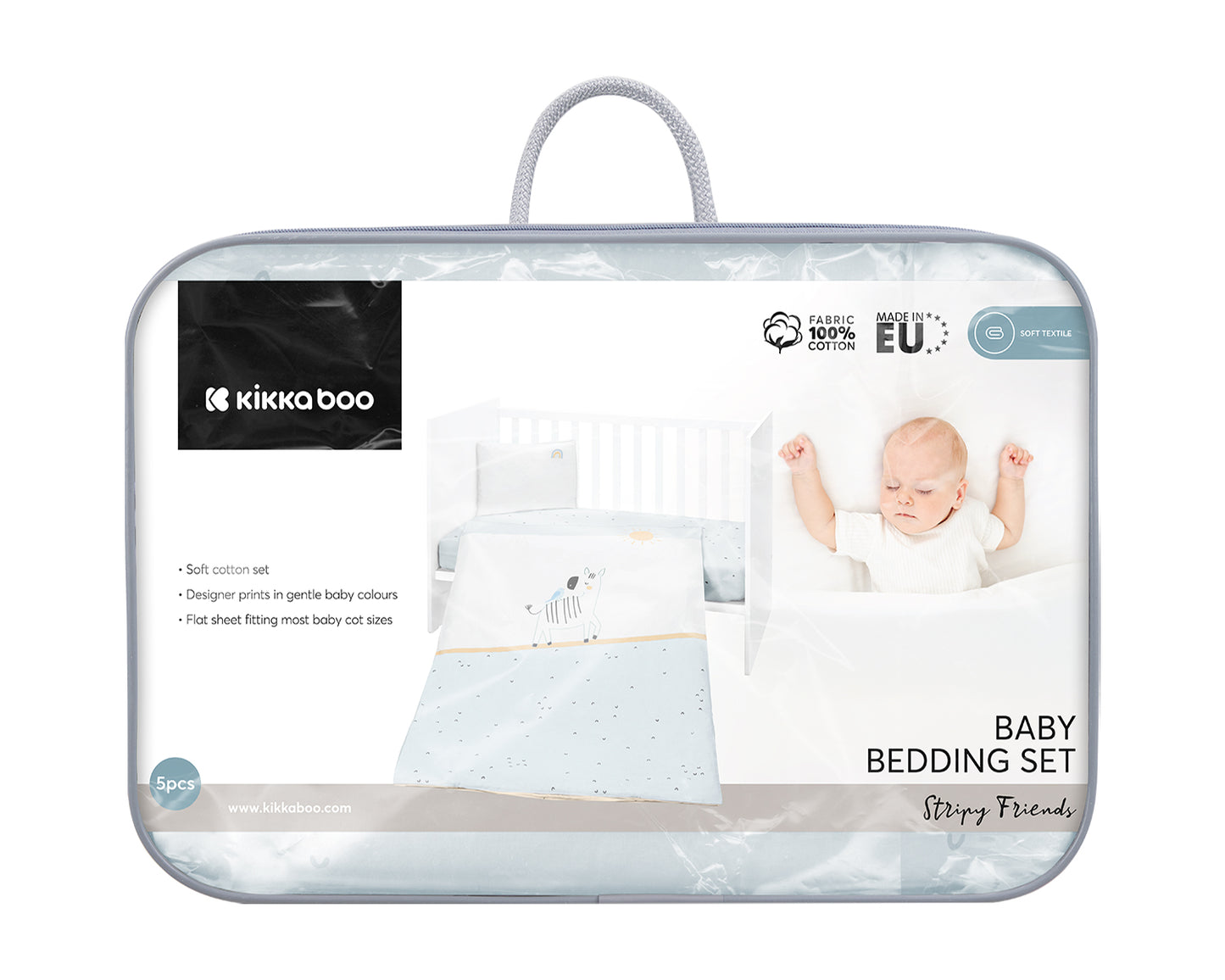 Conjunto de cama Stripy Friends de 5 peças Kikkaboo