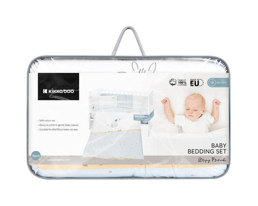 Conjunto de cama de 6 peças 60/120 Stripy Friends Kikkaboo