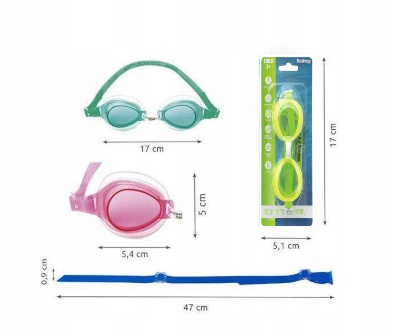 Óculos De Natação Aqua Burst Essential Verde Bestway