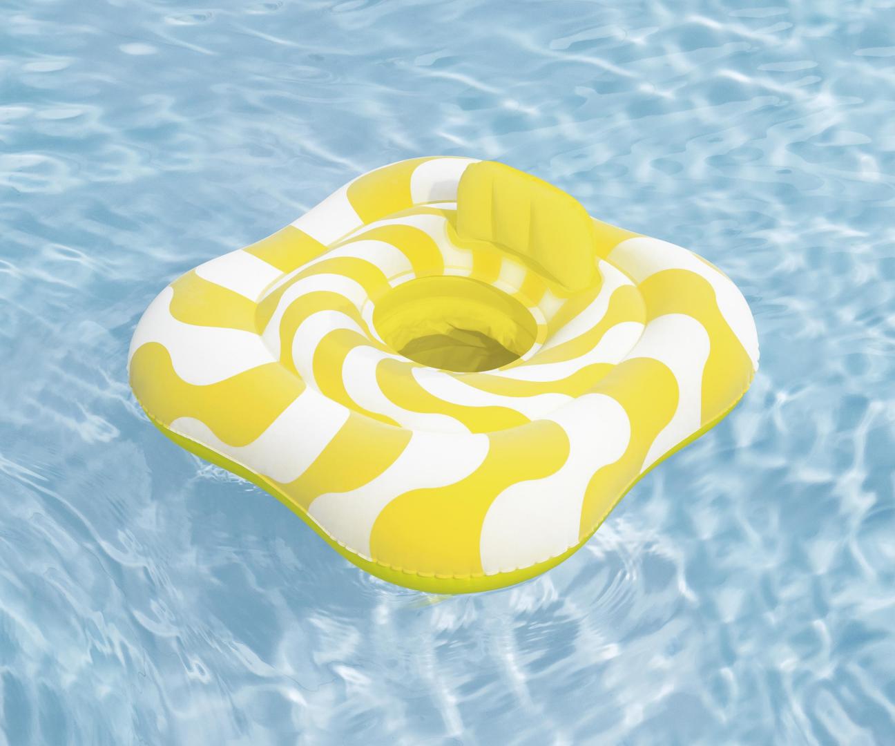 Assento Para Natação Com assento Ondas Amarelas 76Cm X 76Cm Bestway