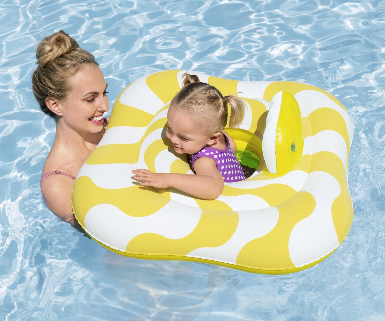 Assento Para Natação Com assento Ondas Amarelas 76Cm X 76Cm Bestway