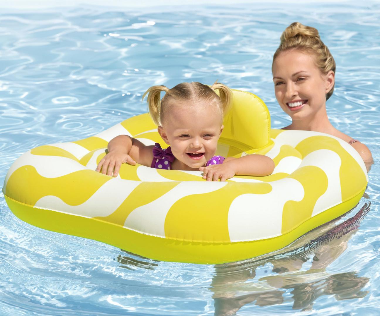Assento Para Natação Com assento Ondas Amarelas 76Cm X 76Cm Bestway
