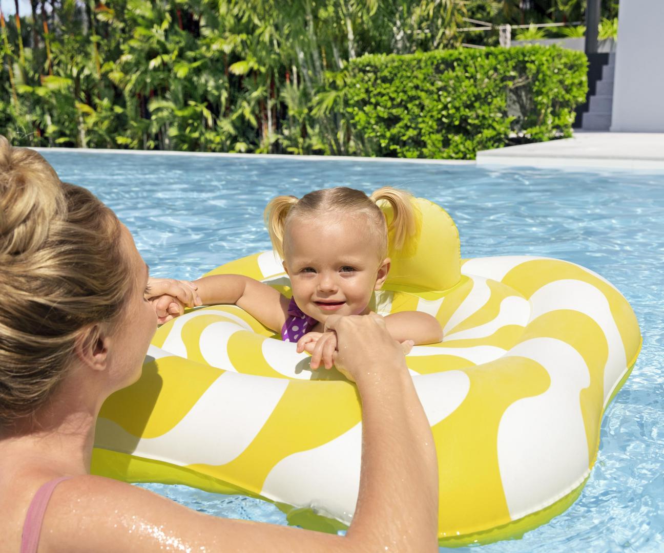 Assento Para Natação Com assento Ondas Amarelas 76Cm X 76Cm Bestway