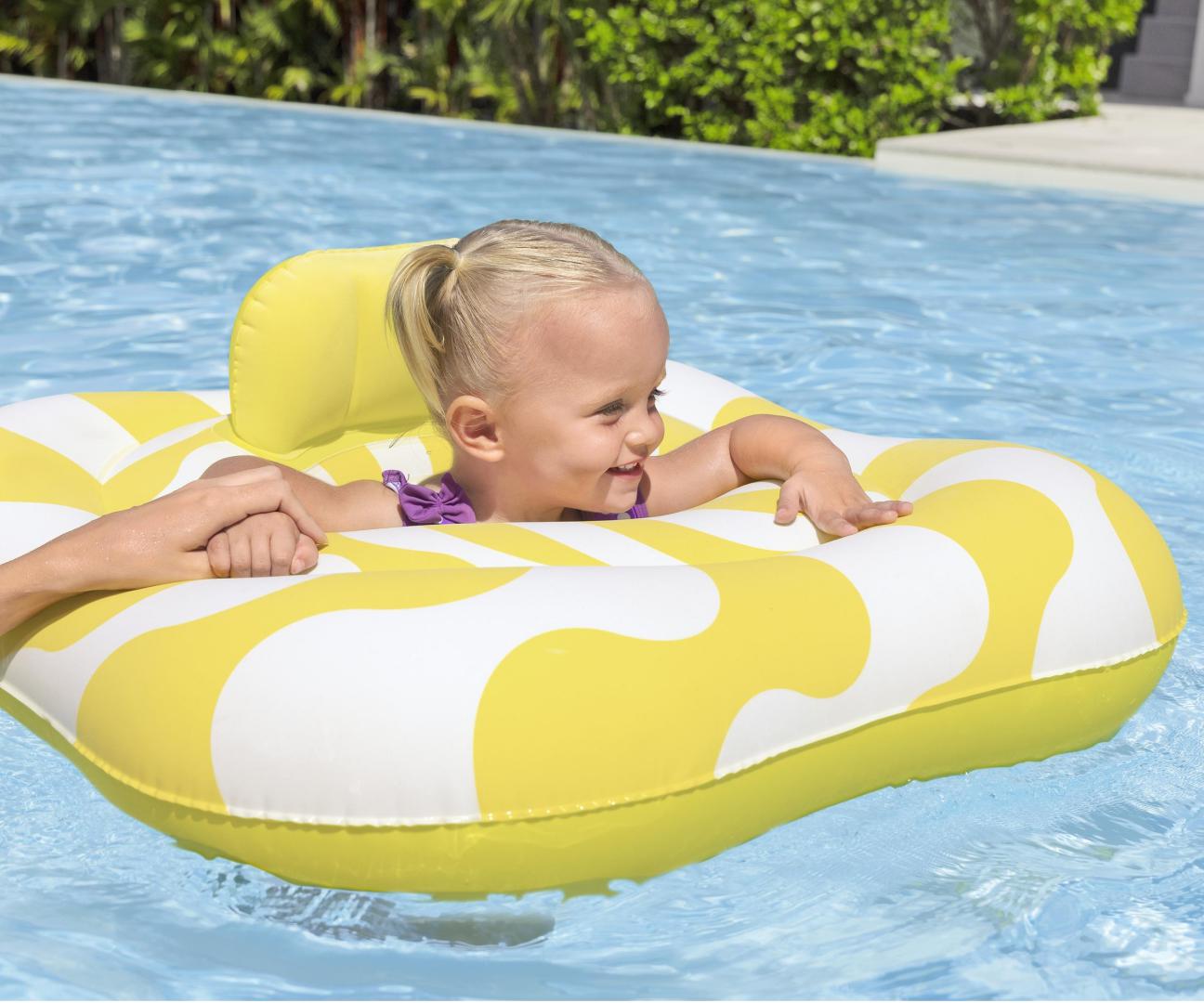 Assento Para Natação Com assento Ondas Amarelas 76Cm X 76Cm Bestway