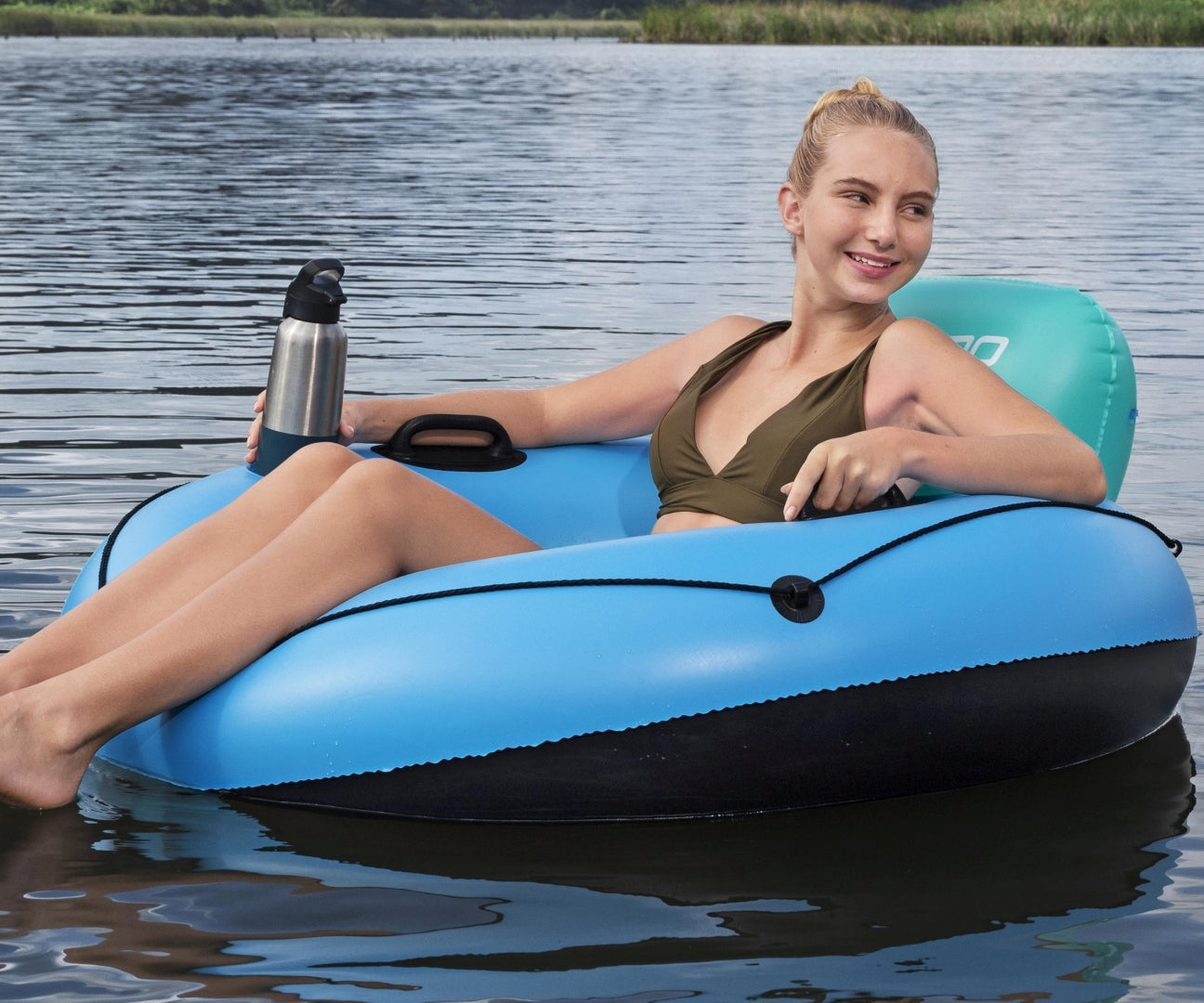 Bóia Insuflável Hydro Force Whitecap Rider Com Encosto Azul 1,19M Bestway