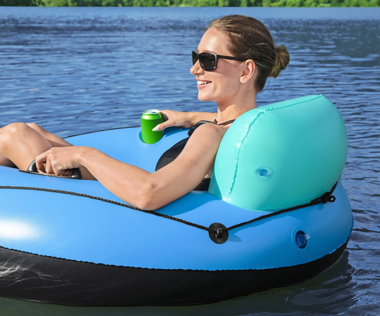 Bóia Insuflável Hydro Force Whitecap Rider Com Encosto Azul 1,19M Bestway