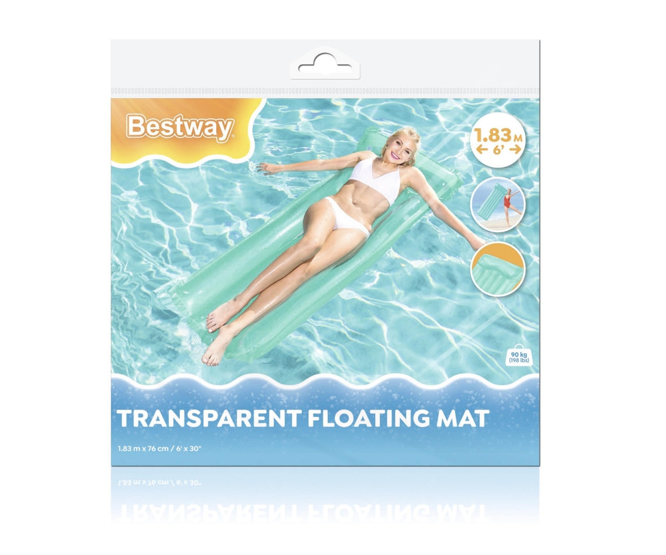 Colchão De Praia Insuflável Azul Transparente 1,83M X 76Cm Bestway