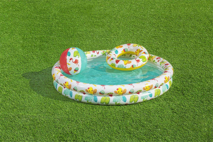 Conjunto De Piscina Insuflável 1,22M X 20Cm, Roda 46Cm, Bola 27Cm Bestway