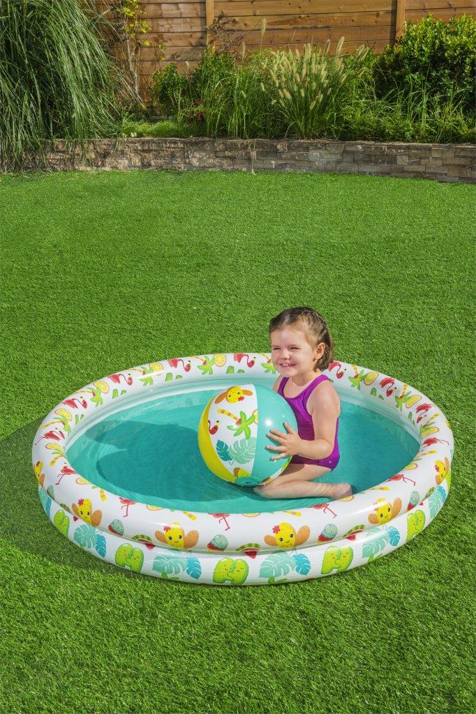 Conjunto De Piscina Insuflável 1,22M X 20Cm, Roda 46Cm, Bola 27Cm Bestway
