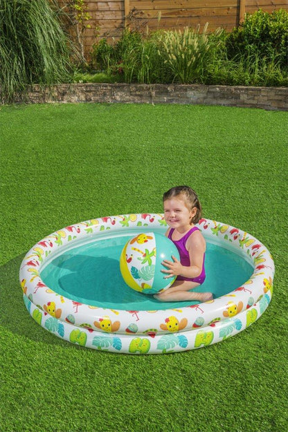 Conjunto De Piscina Insuflável 1,22M X 20Cm, Roda 46Cm, Bola 27Cm Bestway