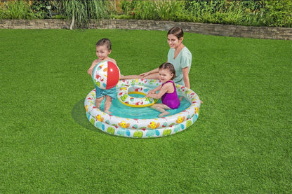 Conjunto De Piscina Insuflável 1,22M X 20Cm, Roda 46Cm, Bola 27Cm Bestway