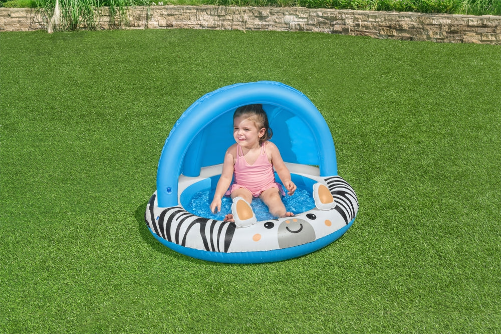 Piscina Insuflável Com Dossel E Fundo Insuflável Zebra 97Cm X 66Cm Bestway