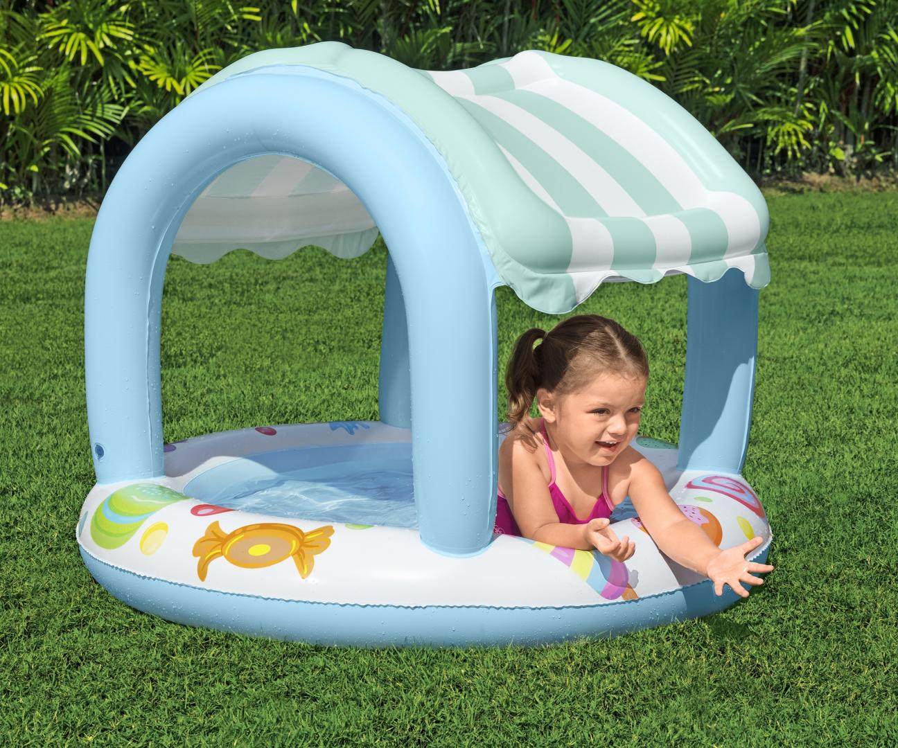Piscina Insuflável Com Cobertura E Fundo Insuflável Candy House 1,04M X 84Cm Bestway