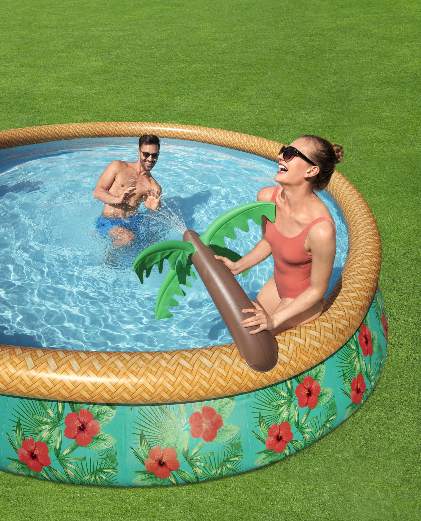 Piscina Insuflável Fast Set Com Palmeira E Bomba De Filtração 4,57M X 0,84M Bestway