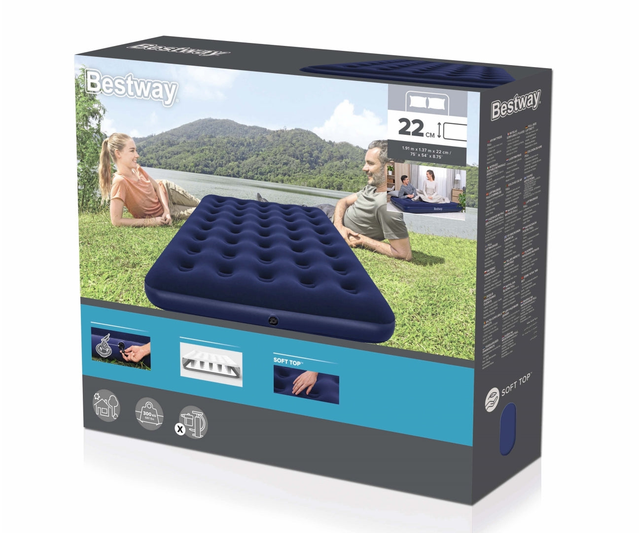 Colchão Insuflável De Viagem Completo 1,91M X 1,37M X 22Cm Bestway