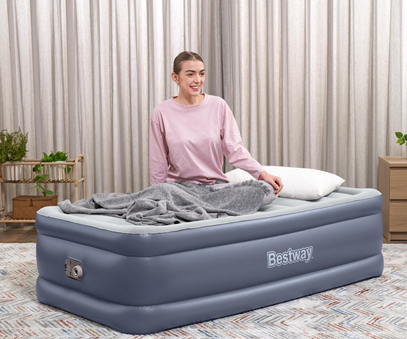 Colchão Insuflável De Viagem Com Bomba De Ar Incorporada Tritech Twin 1,91M X 0,97M X Bestway