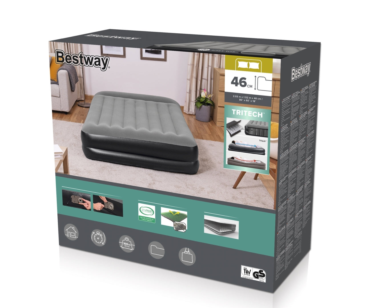 Colchão Insuflável De Viagem Com Bomba De Ar Incorporada Tritech Queen 2,03M X 1,52M Bestway