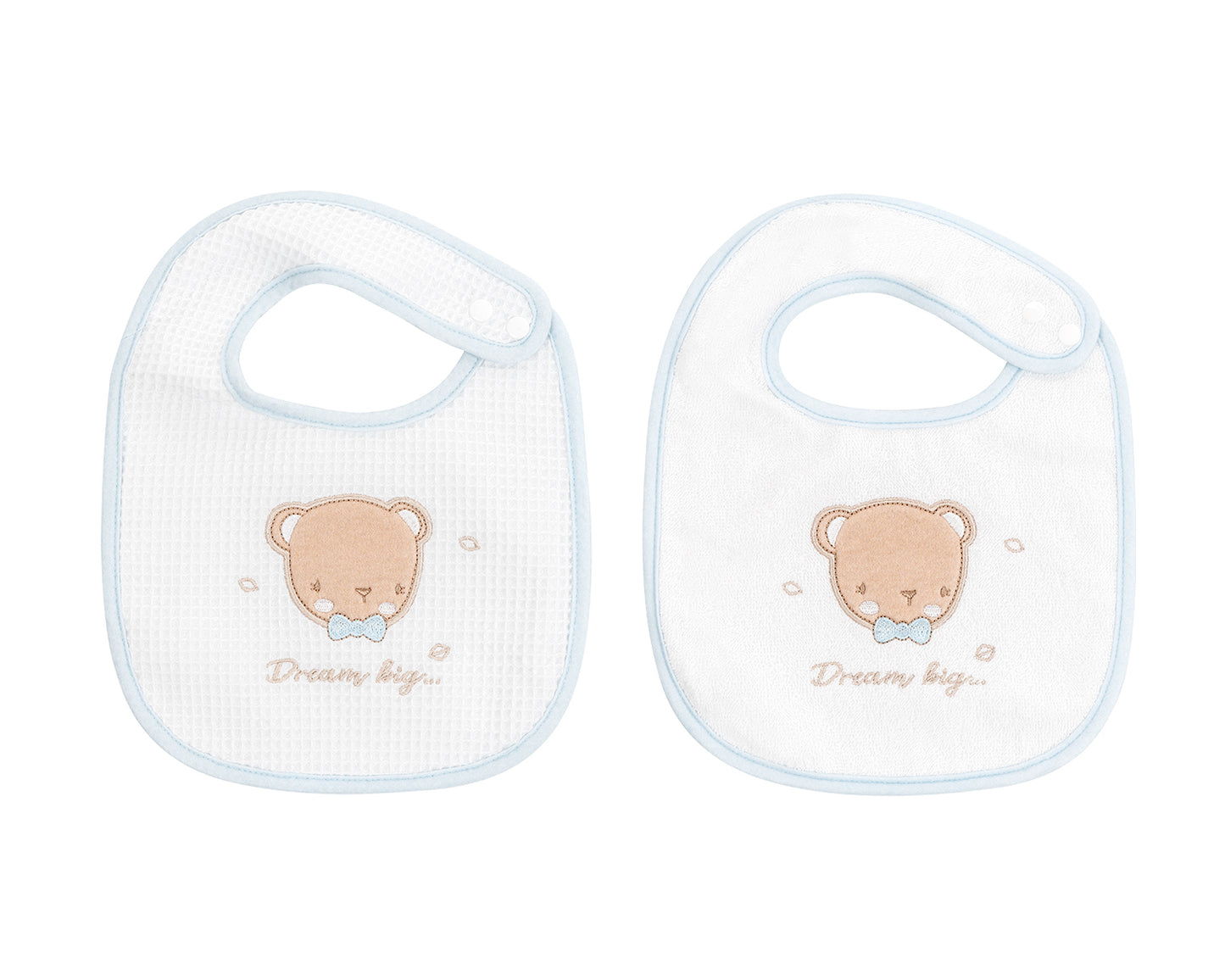 Conjunto de 2 babetes em tecido turco e piqué Dream Big Blue