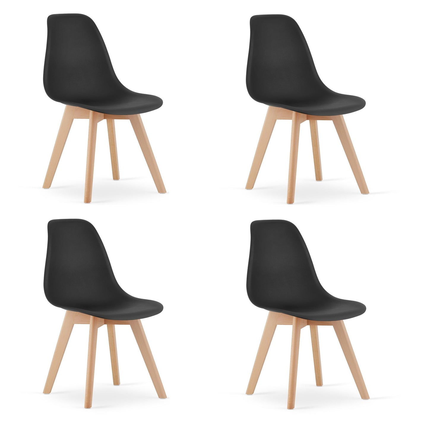 Cadeiras de sala de jantar KITO conjunto de 4 pretas