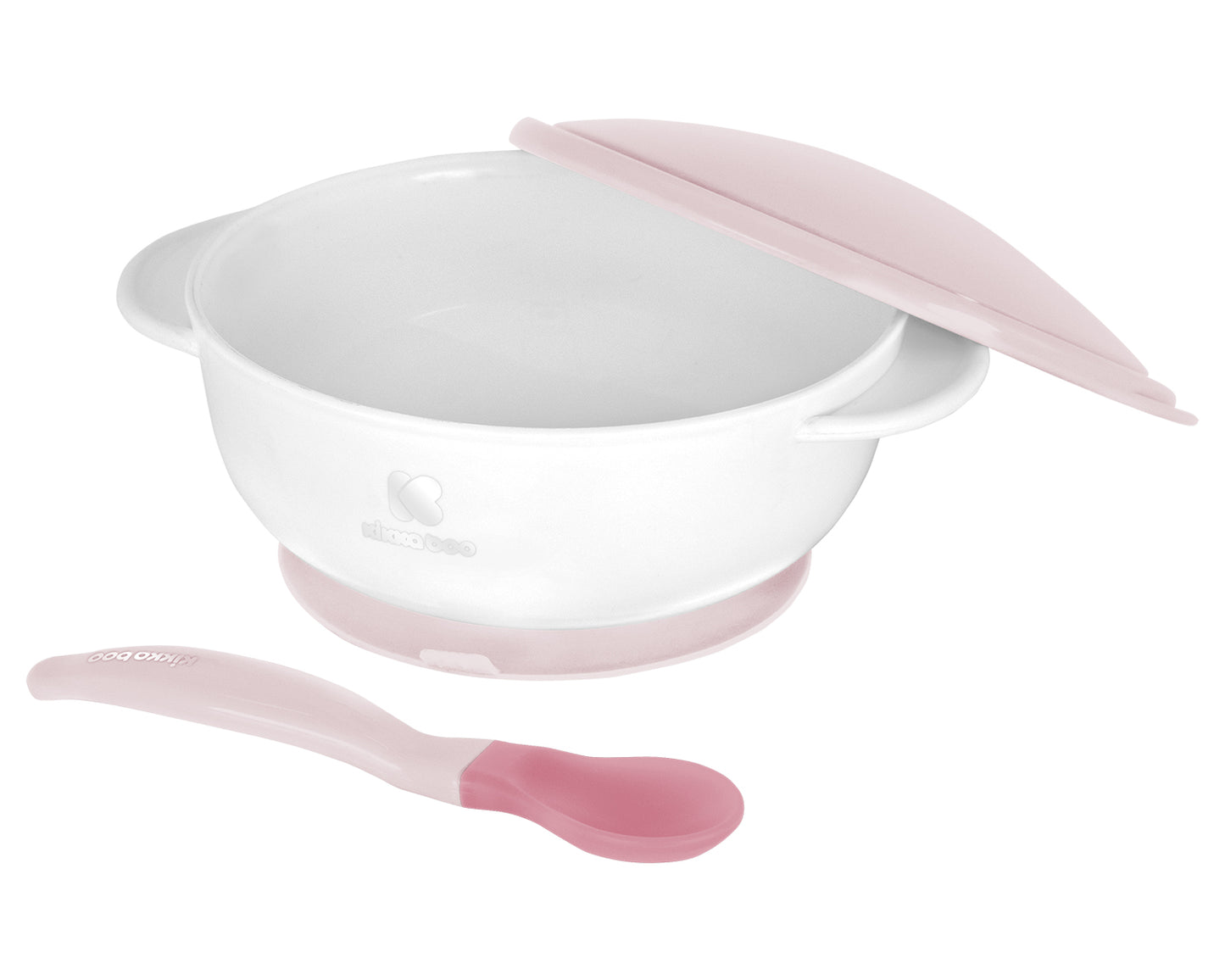 Taça rosa com ventosa e colher termossensível