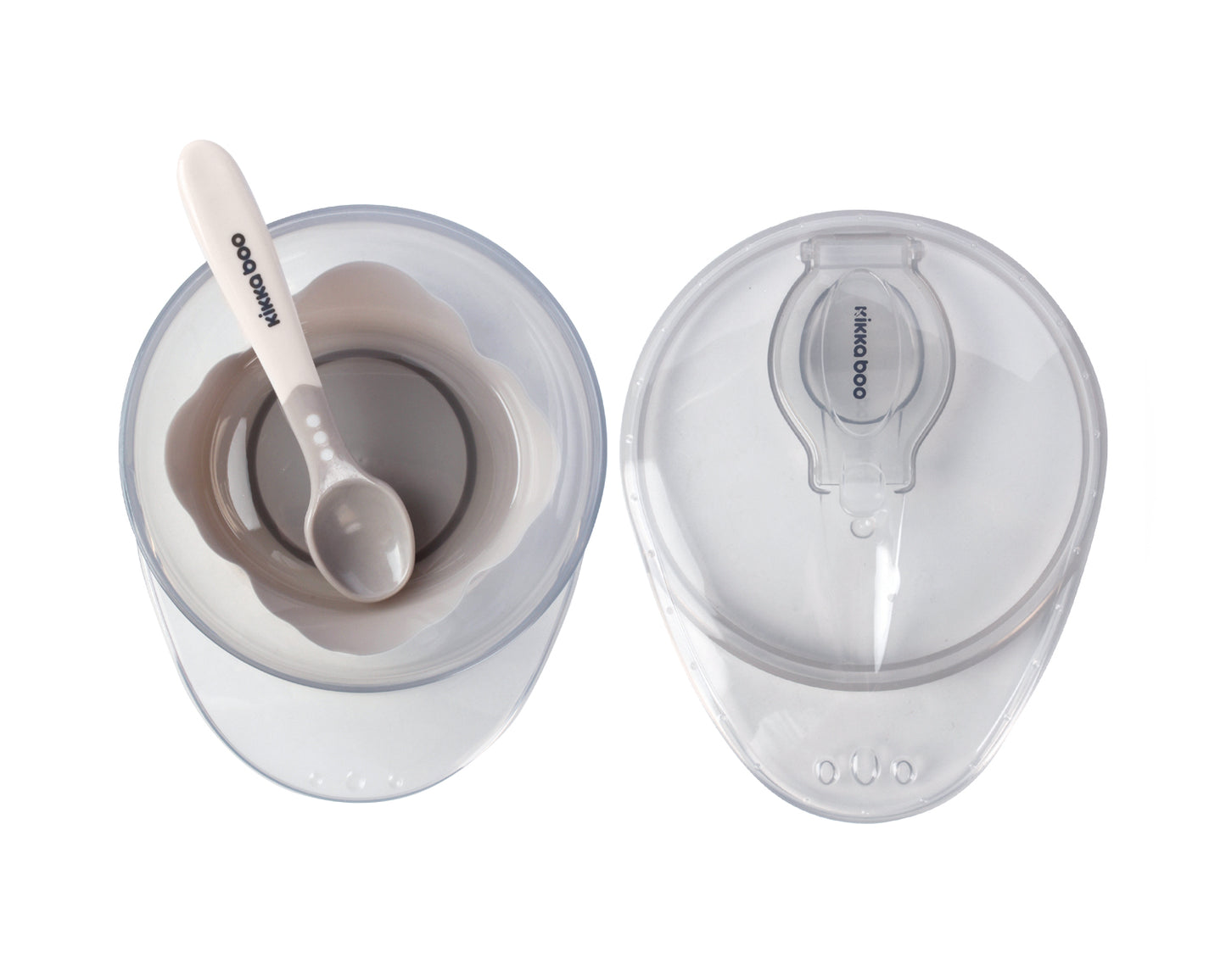 Taça bege com ventosa e colher