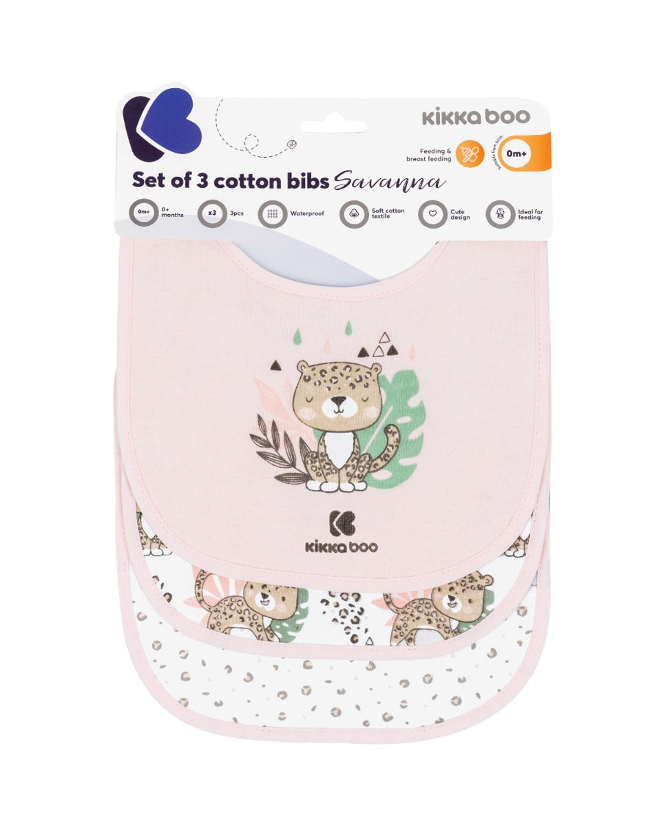 Conjunto de 3 babetes em algodão Savanna Rosa