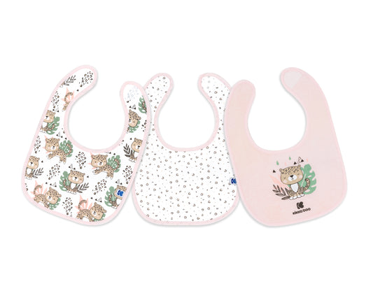 Conjunto de 3 babetes em algodão Savanna Rosa