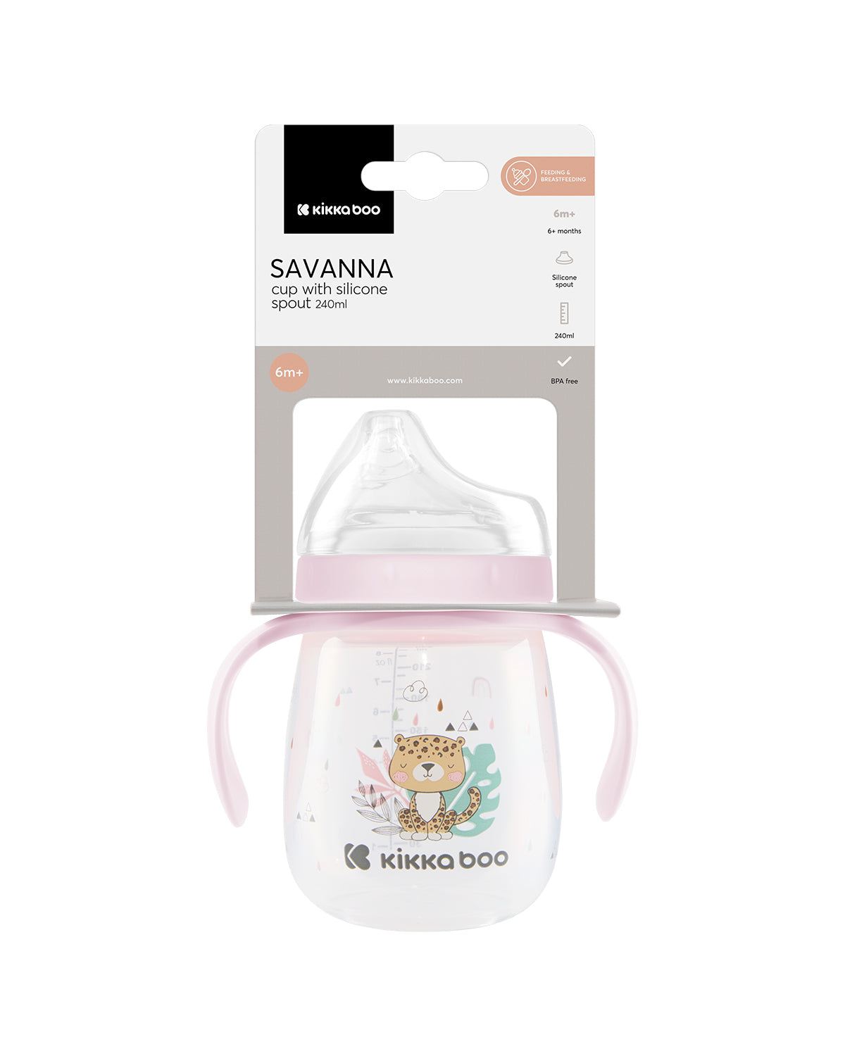 Caneca de silicone com bico Savanna Pink 240ml