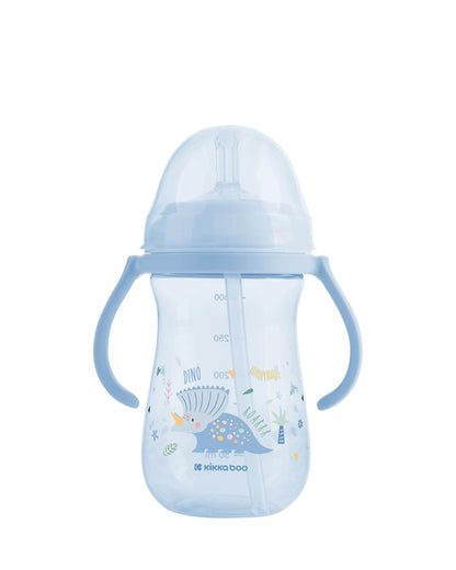Copo PP com palhinha em silicone 300ml Dino World Blue Kikkaboo