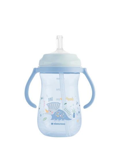 Copo PP com palhinha em silicone 300ml Dino World Blue Kikkaboo