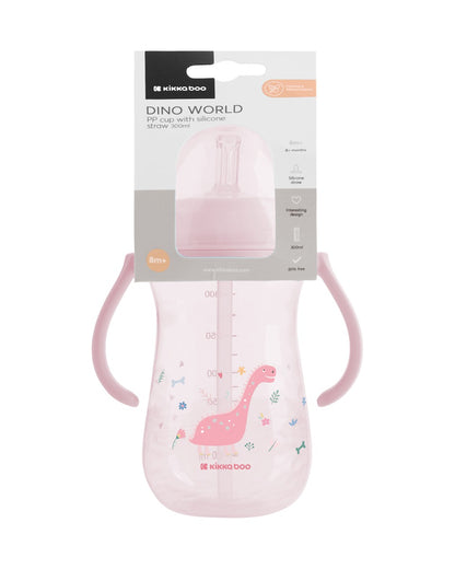 Copo PP com palhinha em silicone 300ml Dino World Mint Kikkaboo