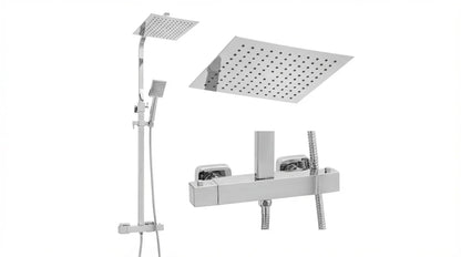 Conjunto de duche com chuveiro de chuva 25 cm termostático