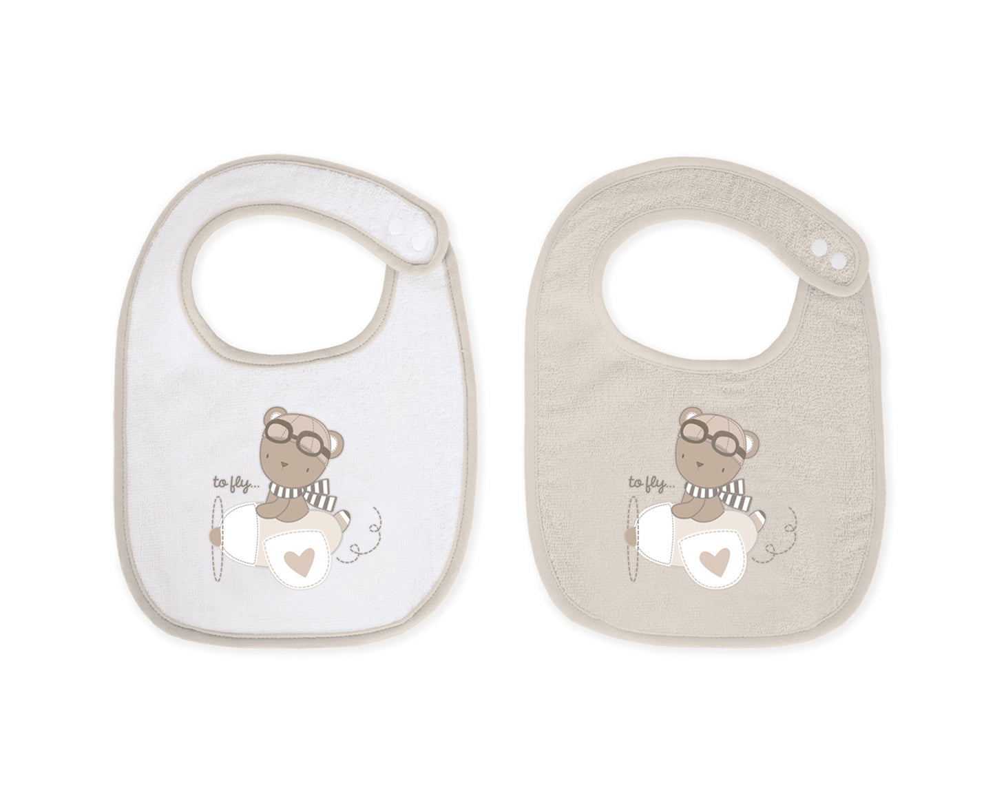 Conjunto de 2 babetes Dreamy Flight em tecido turco bege