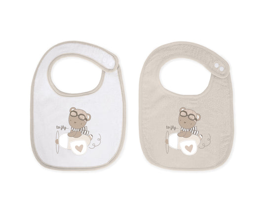 Conjunto de 2 babetes Dreamy Flight em tecido turco bege