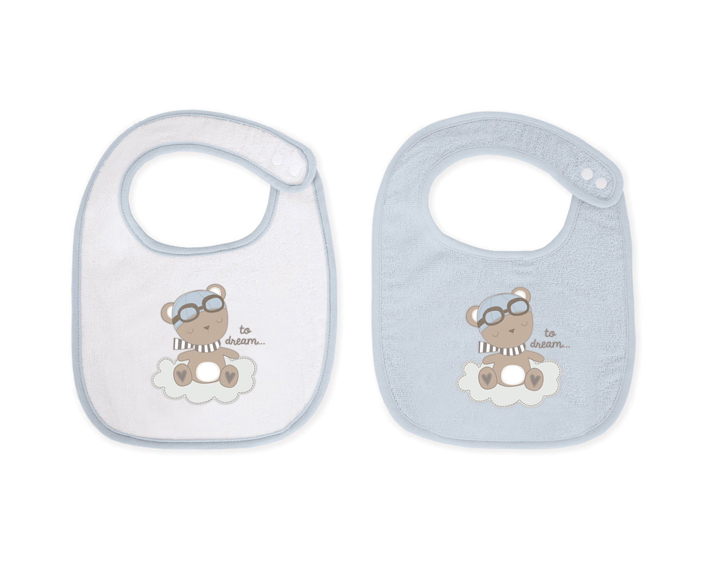 Conjunto de 2 babetes Dreamy Flight Blue Terry