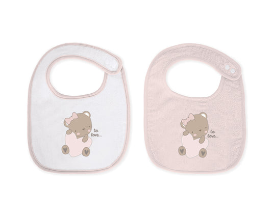 Conjunto de 2 babetes Dreamy Flight Pink em tecido turco