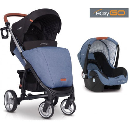 EASYGO - Carrinho multifuncional VIRAGE ECCO + STARTER 0+ ISOFIX READY Denim