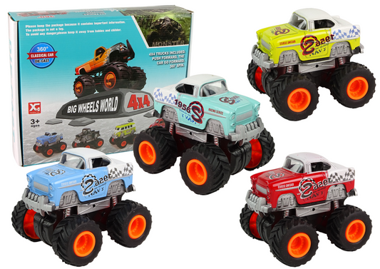 Veículo 4x4 clássico rodas grandes 4 cores (1 unidade, sortido)