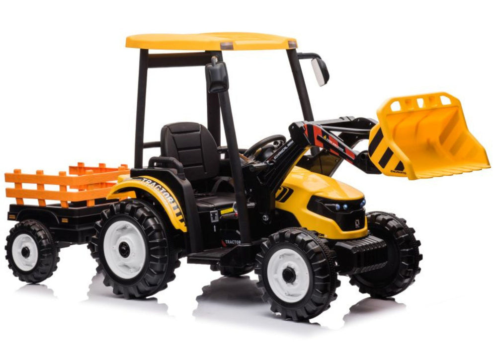 Trator elétrico com reboque Hercules amarelo 24V