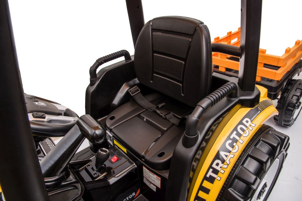 Trator elétrico com reboque Hercules amarelo 24V