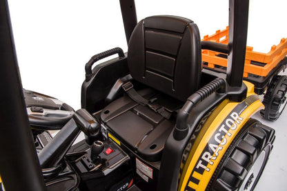 Trator elétrico com reboque Hercules amarelo 24V