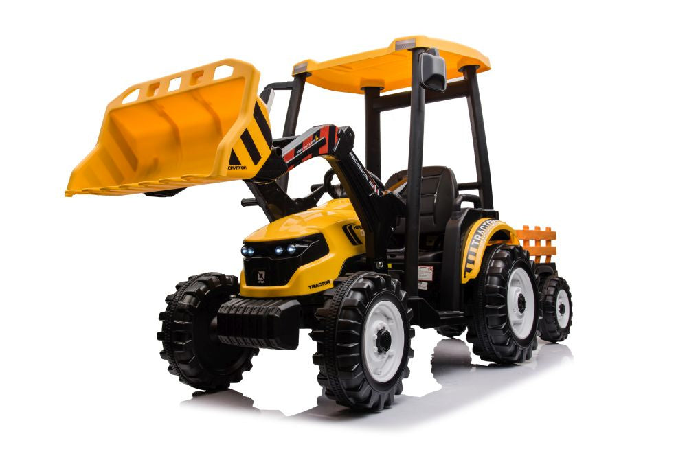 Trator elétrico com reboque Hercules amarelo 24V