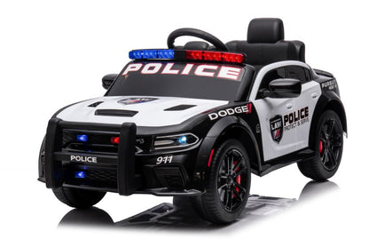 Carro elétrico Dodge Charger polícia branco e preto