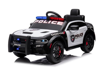 Carro elétrico Dodge Charger polícia branco e preto