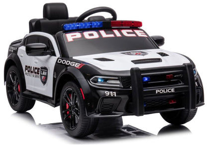 Carro elétrico Dodge Charger polícia branco e preto