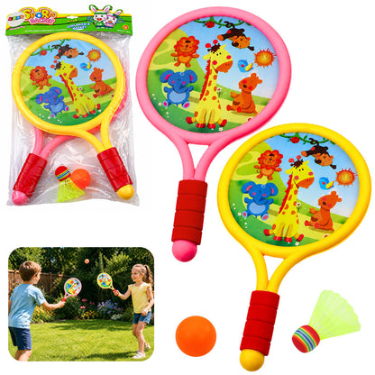 Raquetes de badminton infantis animais amarelo e rosa