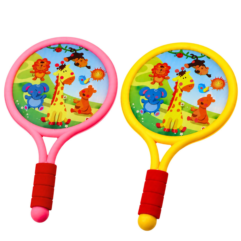Raquetes de badminton infantis animais amarelo e rosa