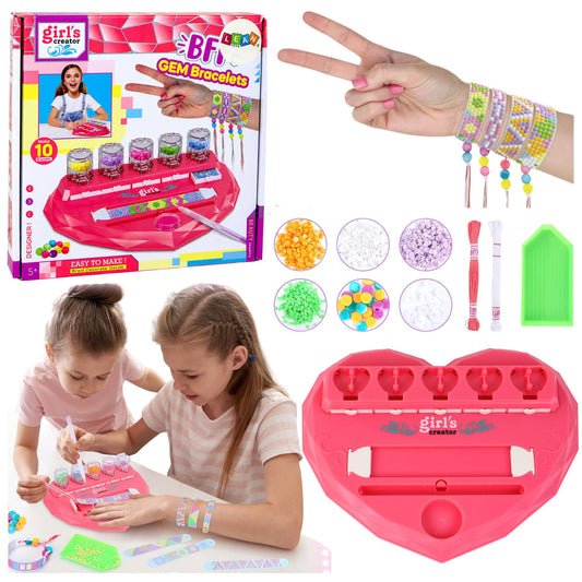 Kit de pulseiras com diamantes e corações