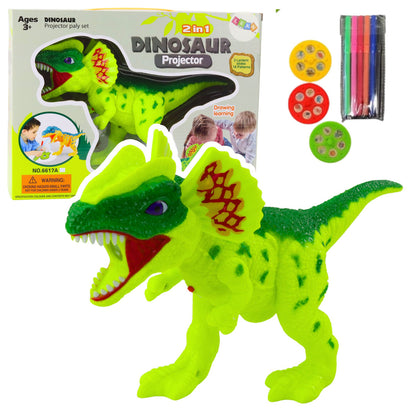 Projetor de Desenho Dinossauro Dilofossauro 2 em 1 com Marcadores e 18 Imagens